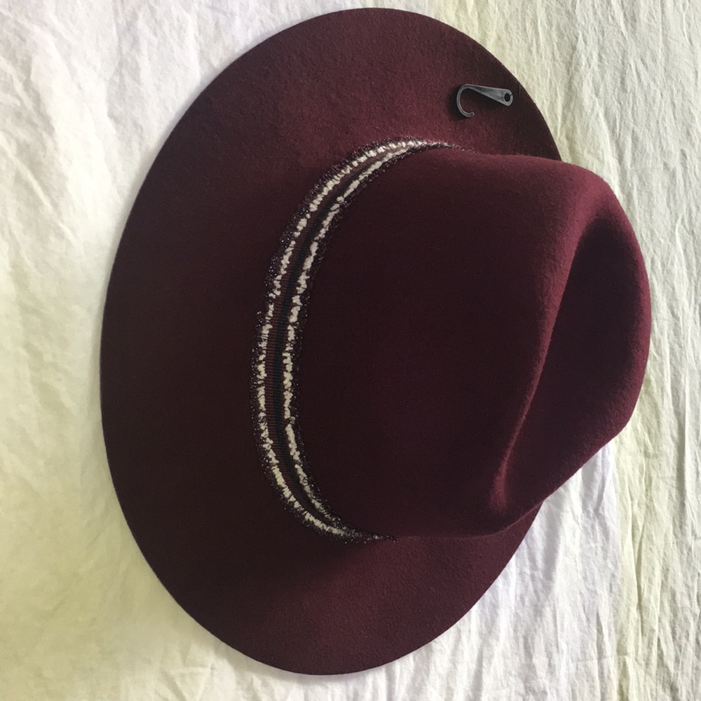 New Vince Camuto Burgundy Brim Hat Boho Fall
